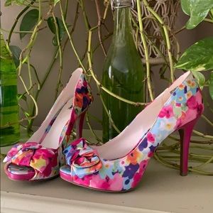Fioni floral open toe heels